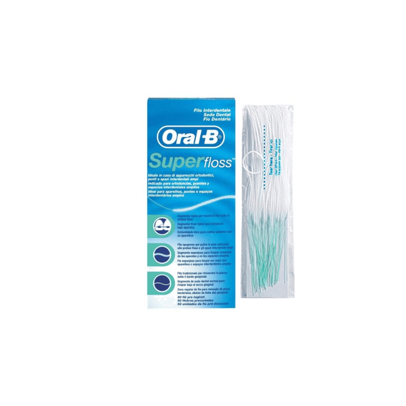 Oral B אורל בי חוט דנטלי סופר פלוס לניקוי גשרים וכתרים (1)