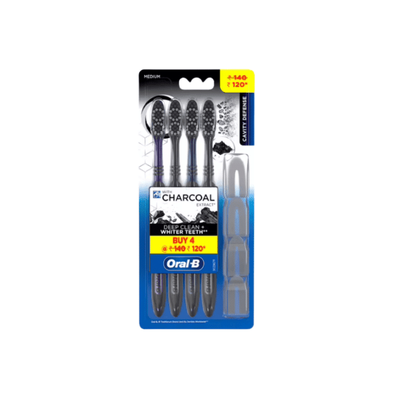 Oral B אורל בי רביעיית מברשות שיניים סיבי פחם סופט